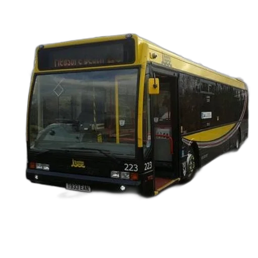 3d render, photorealistic, concept art, yellow, black, bus, number, 223 transparent PNG cut-out