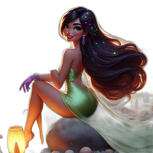 dress, jewelry, fantasy art, concept art, comic book art, pixel art, neon lights, fire transparent PNG cut-out