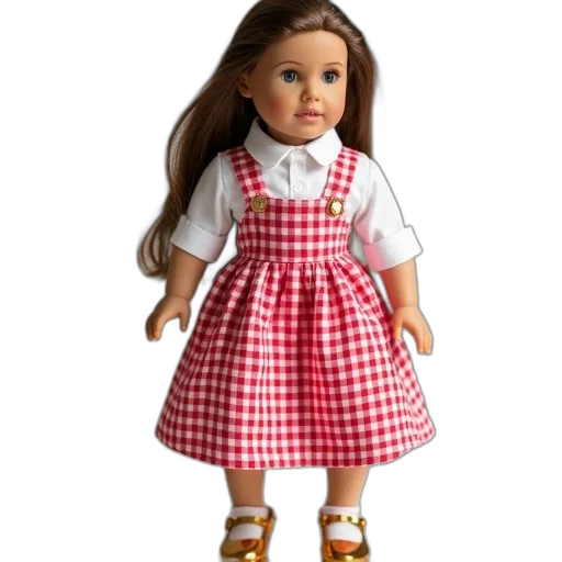 dress, 3d render, photorealistic, concept art, doll, wearing, red, white transparent PNG cut-out