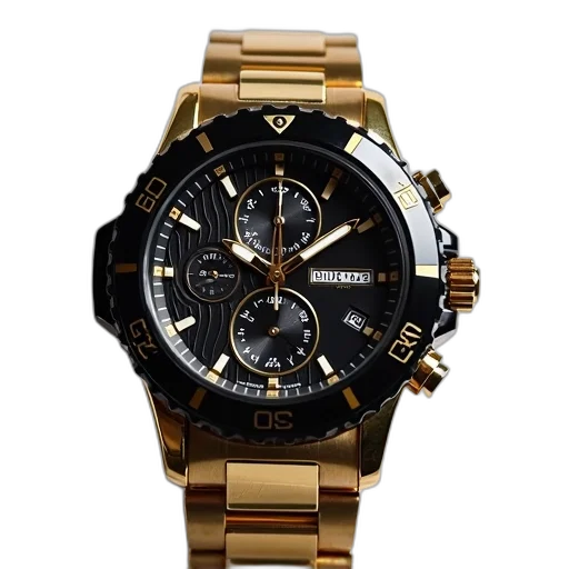 jewelry, golden, close-up, luxury, watch, black, gold, color transparent PNG cut-out