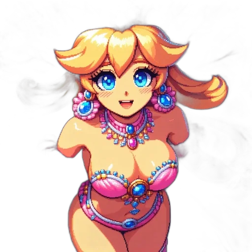 dress, jewelry, pixel art, concept art, fantasy art, vaporwave, pastel, colorful transparent PNG cut-out