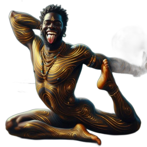 concept art, comic book art, fantasy art, photorealistic, golden, man, dark, skin transparent PNG cut-out