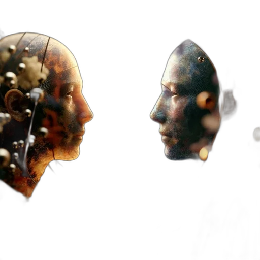 face, mask, crown, robot, concept art, 3d render, photorealistic, fantasy art transparent PNG cut-out
