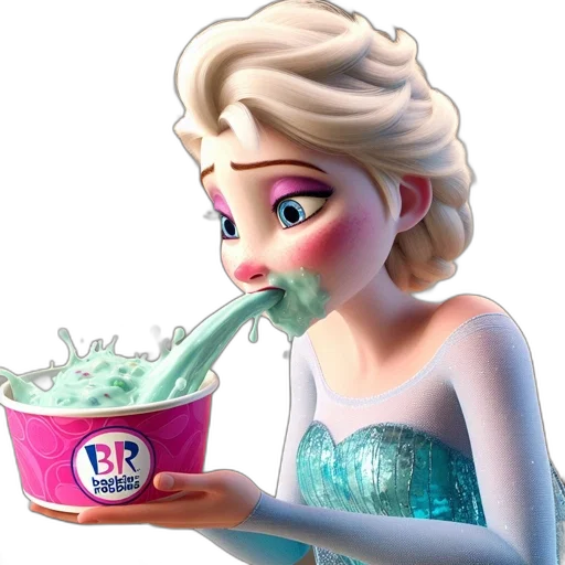 food, 3d render, photorealistic, pastel, elsa, frozen, enjoys, large transparent PNG cut-out