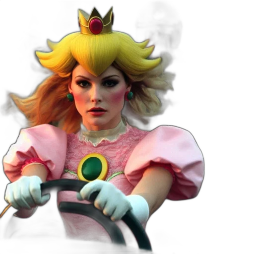 crown, weapon, concept art, 3d render, vaporwave, woman, pink, gown transparent PNG cut-out
