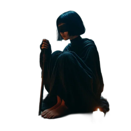 mask, umbrella, staff, creature, concept art, 3d render, comic book art, pixel art transparent PNG cut-out