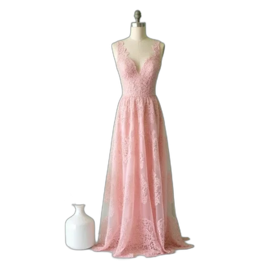 dress, pastel, mannequin, dressed, pink, lace, sleeveless, fitted transparent PNG cut-out