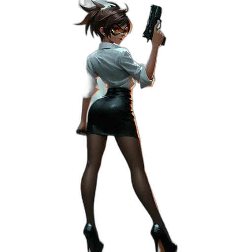 staff, weapon, concept art, 3d render, cyberpunk, comic book art, woman, rain-soaked transparent PNG cut-out