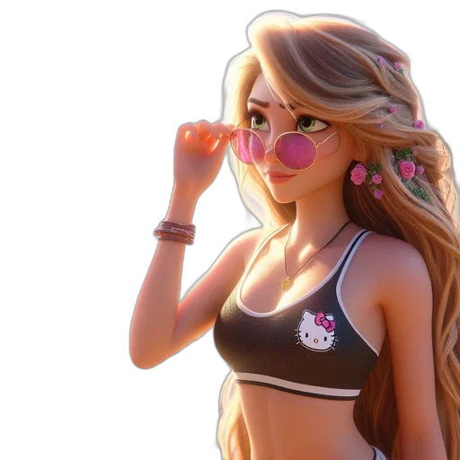 cartoon, fantasy art, anime, 3d render, animated, hello, kitty-branded, woman transparent PNG cut-out