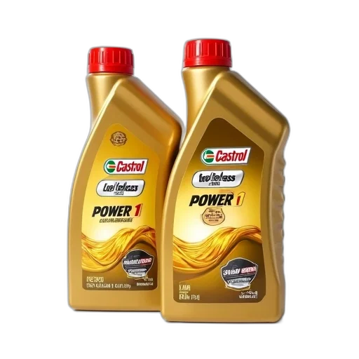 bottle, golden, two, bottles, castrol, power, oil, displayed transparent PNG cut-out