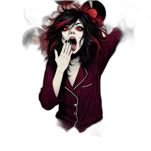 comic book art, concept art, cartoon, fantasy art, red, dark, woman, black transparent PNG cut-out