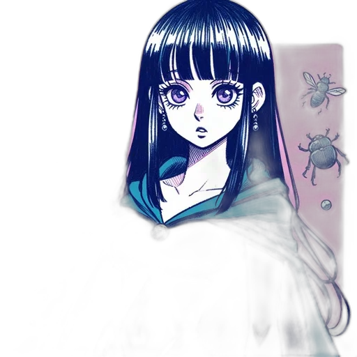 dress, mask, face, flower, anime, watercolor, concept art, fantasy art transparent PNG cut-out