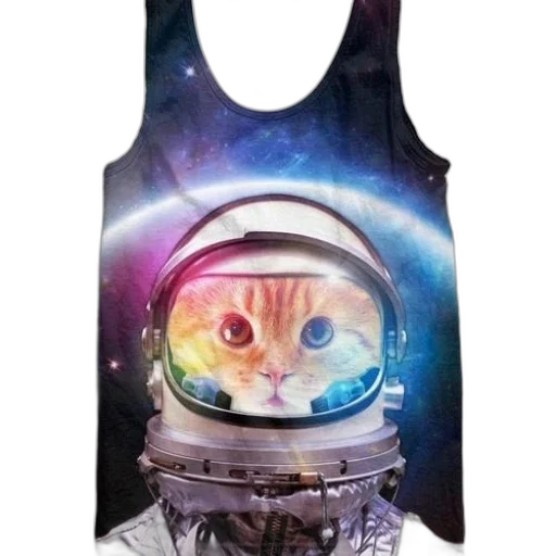 dress, outer space, vibrant, tank, top, featuring, astronaut, cat transparent PNG cut-out