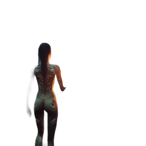 dress, robot, creature, staff, 3d render, concept art, pixel art, cyberpunk transparent PNG cut-out