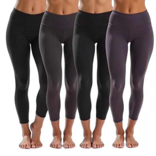 dark, monochrome, pairs, women, yoga, pants, stretch, waistband transparent PNG cut-out