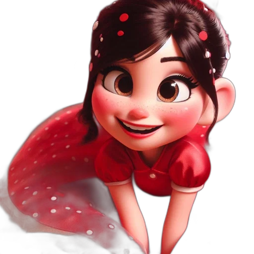 dress, face, crown, photorealistic, cartoon, 3d render, concept art, red transparent PNG cut-out