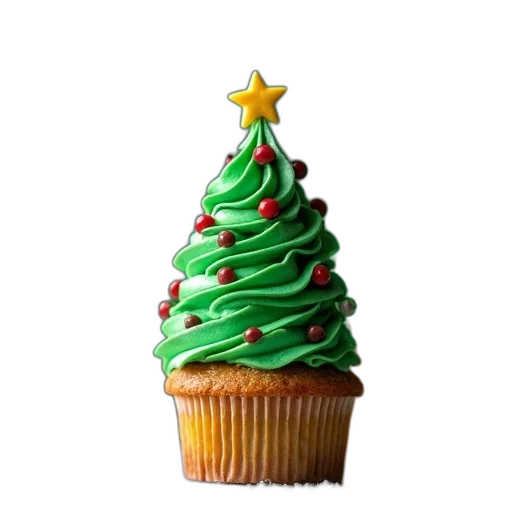 food, tree, 3d render, photorealistic, christmas, cupcakes, green, frosting transparent PNG cut-out