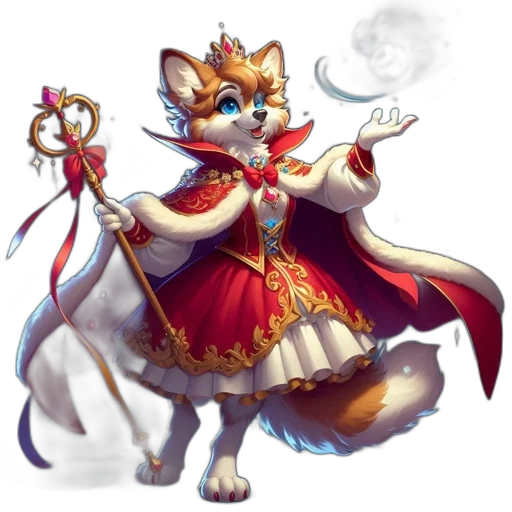 staff, dress, concept art, fantasy art, pixel art, anime, red, regal transparent PNG cut-out
