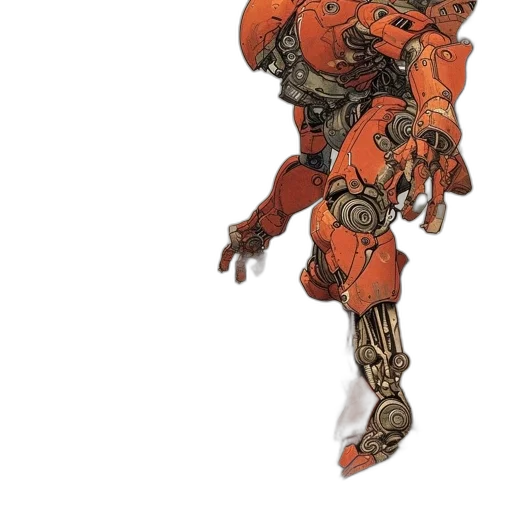 robot, weapon, dragon, creature, concept art, 3d render, comic book art, red transparent PNG cut-out