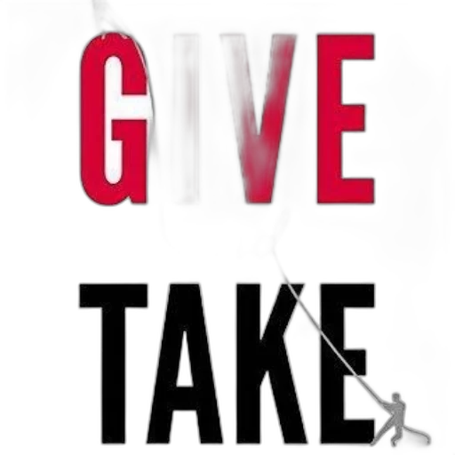 give, take, book, cover, bold, red, black, text transparent PNG cut-out