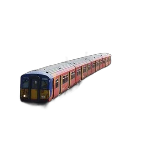 3d render, photorealistic, red, blue, train, tracks, clear, sky transparent PNG cut-out