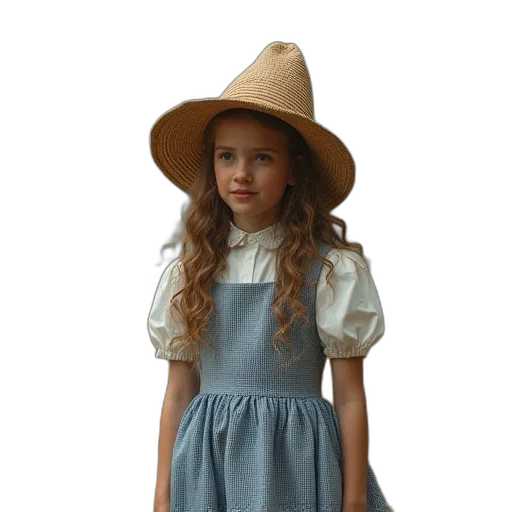 dress, hat, staff, photorealistic transparent PNG cut-out