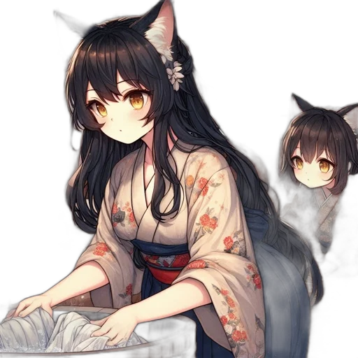 dress, staff, creature, animal, anime, fantasy art, pixel art, concept art transparent PNG cut-out