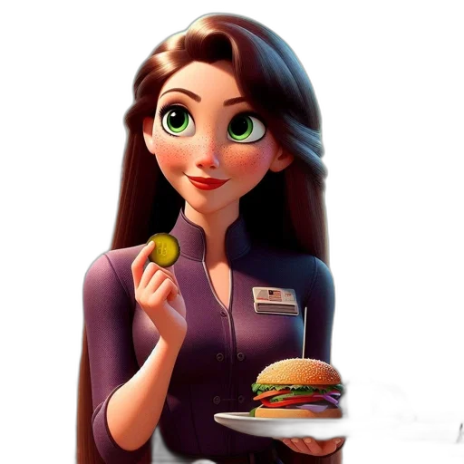 food, staff, dress, cartoon, photorealistic, concept art, 3d render, animated transparent PNG cut-out