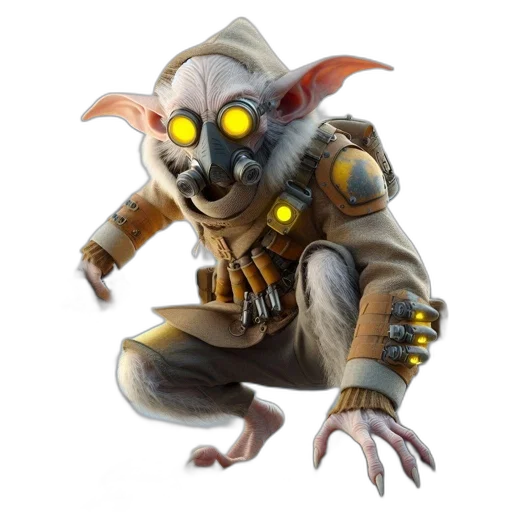 staff, creature, mask, robot, concept art, fantasy art, 3d render, fantastical transparent PNG cut-out