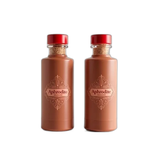 bottle, two, identical, brown, cylindrical, bottles, red, cap transparent PNG cut-out
