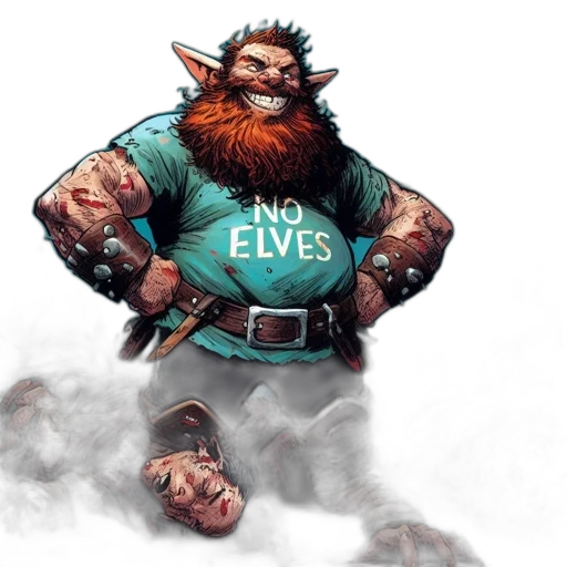 concept art, fantasy art, comic book art, pixel art, large, victorious, dwarf, thick transparent PNG cut-out