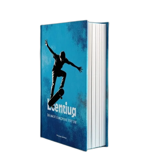 book, cover, blue, background, featuring, large, stylized, image transparent PNG cut-out