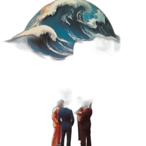 mask, umbrella, creature, jacket, concept art, watercolor, vaporwave, fantasy art transparent PNG cut-out
