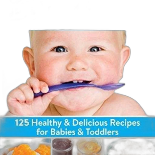 food, book, cover, featuring, baby, holding, spoon, text transparent PNG cut-out