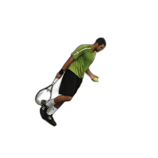 staff, 3d render, photorealistic, tennis, player, green, shirt, black transparent PNG cut-out