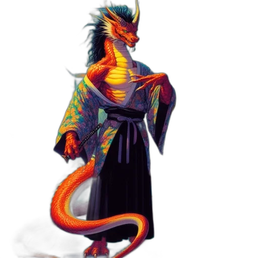 dragon, staff, jacket, creature, concept art, fantasy art, pixel art, 3d render transparent PNG cut-out
