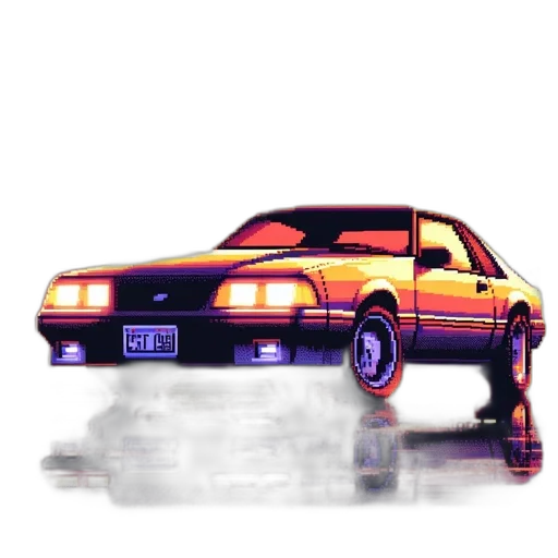 car, jacket, vaporwave, photorealistic, concept art, pixel art, fog, rain transparent PNG cut-out