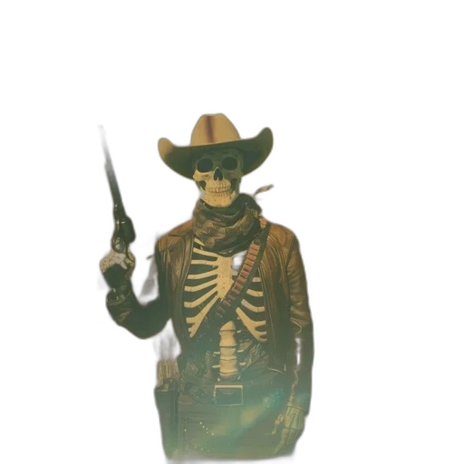 hat, weapon, staff, jacket, concept art, 3d render, pixel art, comic book art transparent PNG cut-out