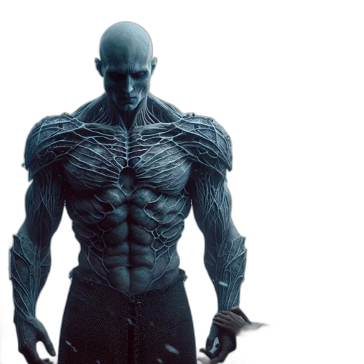 creature, robot, animal, concept art, 3d render, cyberpunk, photorealistic, blue transparent PNG cut-out