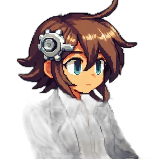 staff, robot, mask, flower, pixel art, anime, concept art, watercolor transparent PNG cut-out