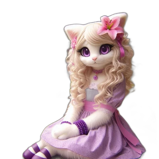 dress, 3d render, fantasy art, photorealistic, concept art, pastel, purple, white transparent PNG cut-out