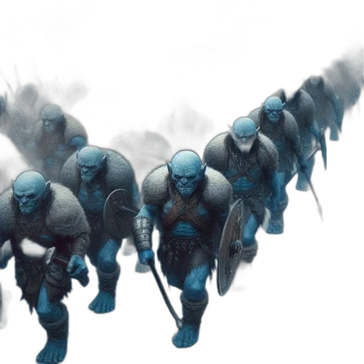 concept art, comic book art, fantasy art, 3d render, blue, large, troop, armored transparent PNG cut-out