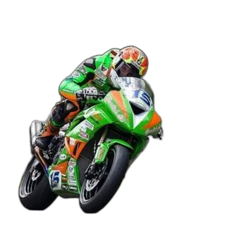 photorealistic, pixel art, 3d render, concept art, motorcycle, racer, vibrant, green transparent PNG cut-out
