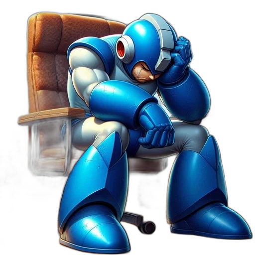 robot, furniture, concept art, 3d render, comic book art, pixel art, blue, mega transparent PNG cut-out