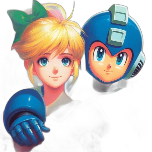 robot, concept art, pixel art, watercolor, vaporwave, blue, two, animated transparent PNG cut-out