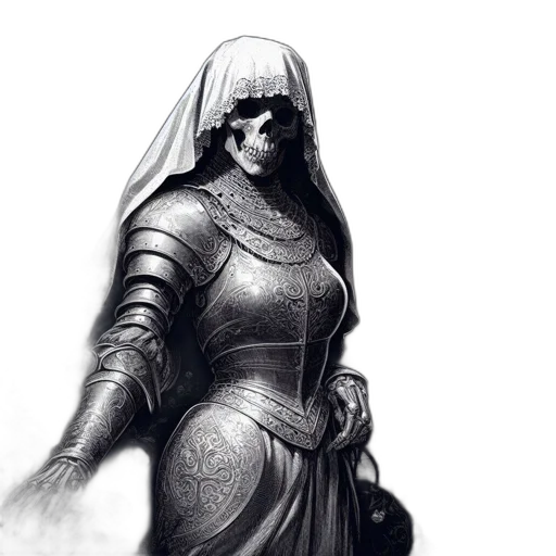 dress, sword, mask, staff, concept art, fantasy art, comic book art, pencil sketch transparent PNG cut-out