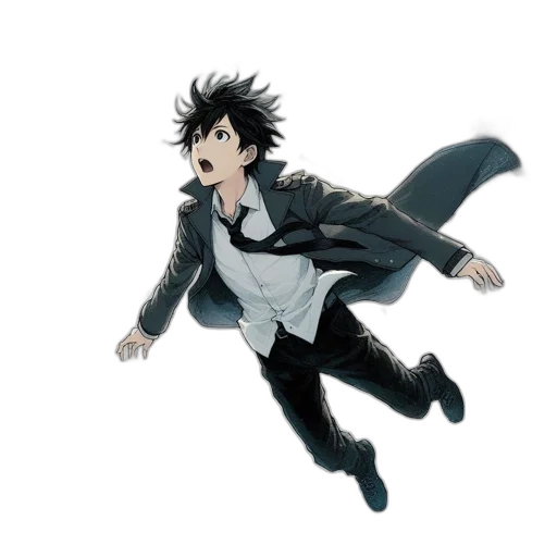 jacket, creature, concept art, anime, 3d render, comic book art, monochrome, animated transparent PNG cut-out