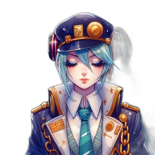 staff, jacket, hat, crown, anime, fantasy art, watercolor, concept art transparent PNG cut-out