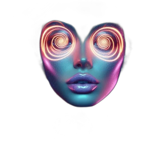 mask, face, jewelry, creature, concept art, vaporwave, 3d render, photorealistic transparent PNG cut-out