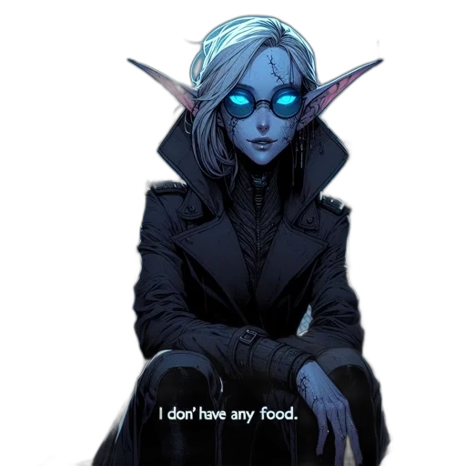 food, jacket, staff, concept art, fantasy art, pixel art, comic book art, dark transparent PNG cut-out